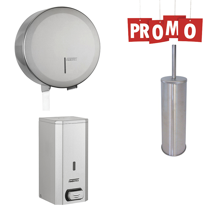 Pachet dozator de sapun  dispenser hartie igienica si perie WC